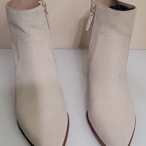 Cole Haan Light Cream Suede Ankle Booties with Side Zipper